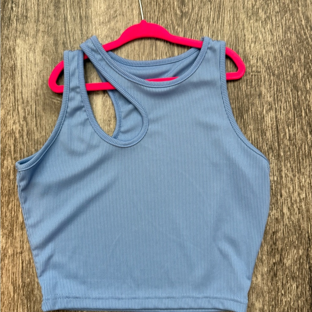 SHEIN Light Blue Ribbed Top
